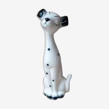 Figurine grand chien dalmatien romantique en céramique années 1970