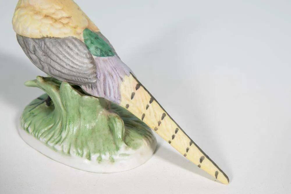Vintage porcelain pheasant statue, porcelain bird pheasant.