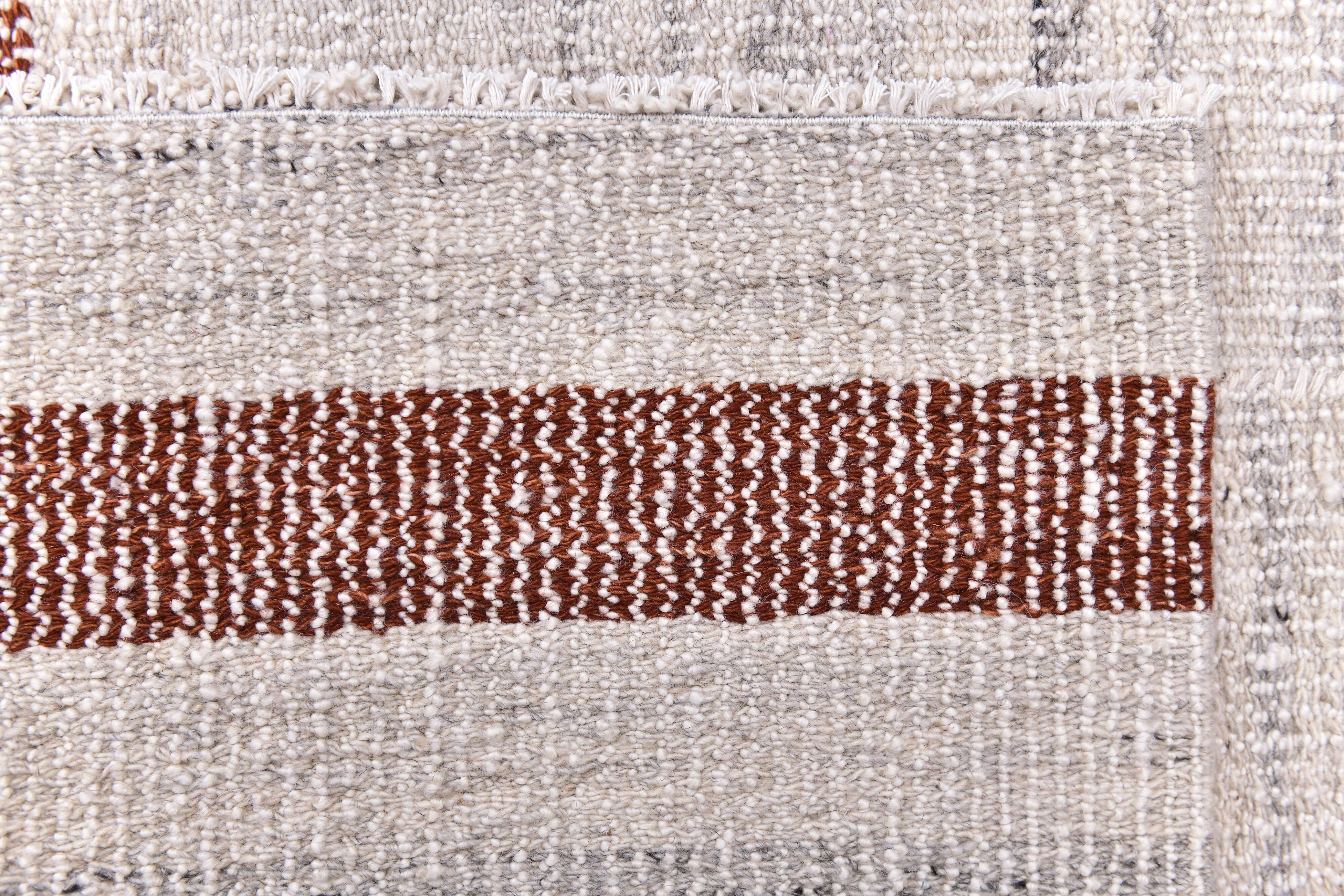 210x310 beige orange kilim rug, Beige terracota wool kilim carpet