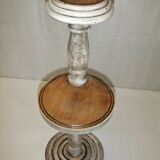 Wooden side table plant holder ivory patina ashtray rotating tray