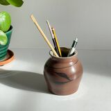 Vase artisanal signed stoneware vintage