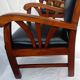 Paire de fauteuils style colonial bois et cuir de chèvre