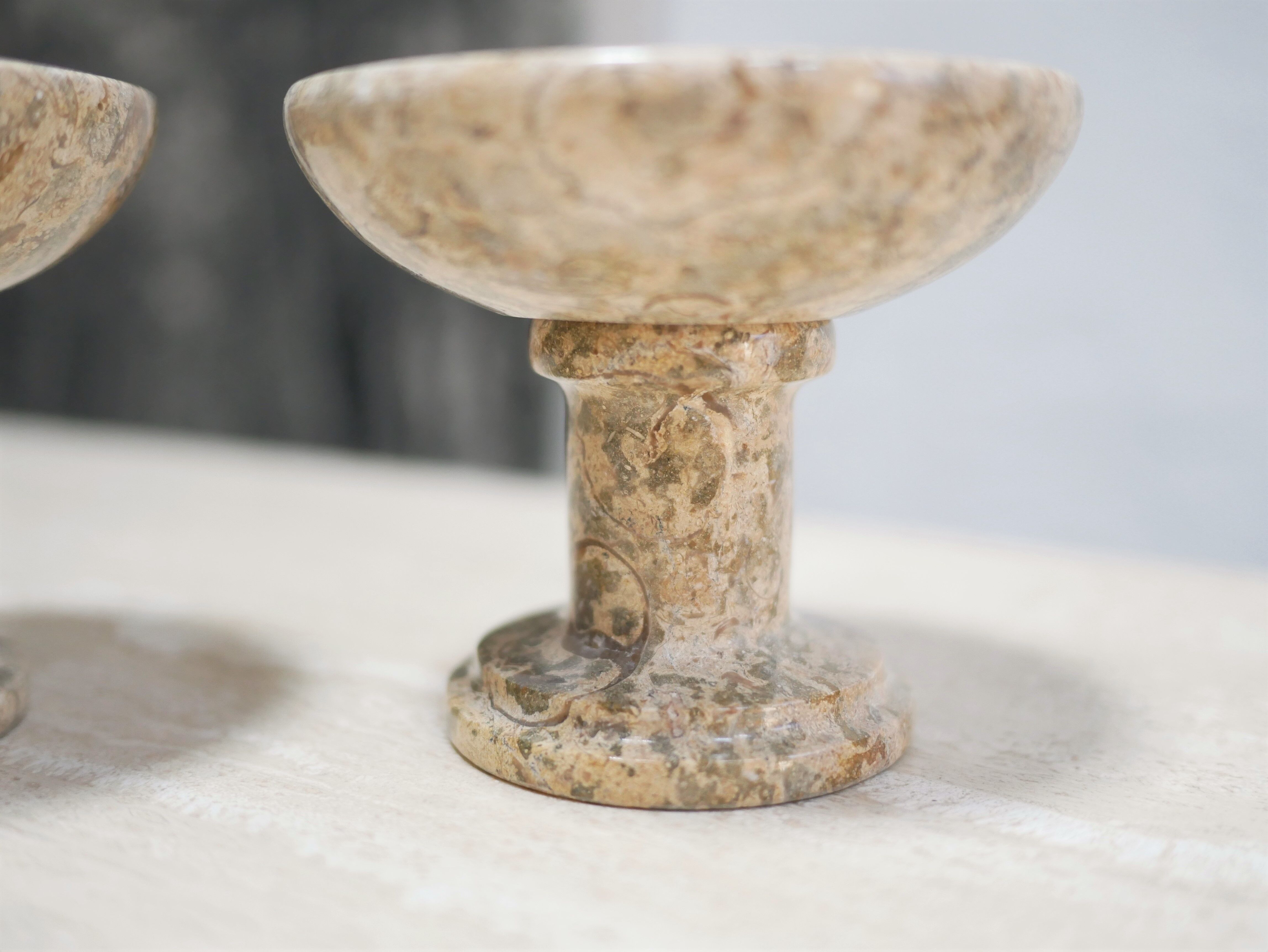 Pair of vintage jasper stone candle holders