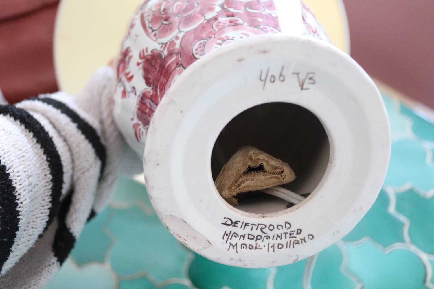 Vintage red holland ceramic lamp