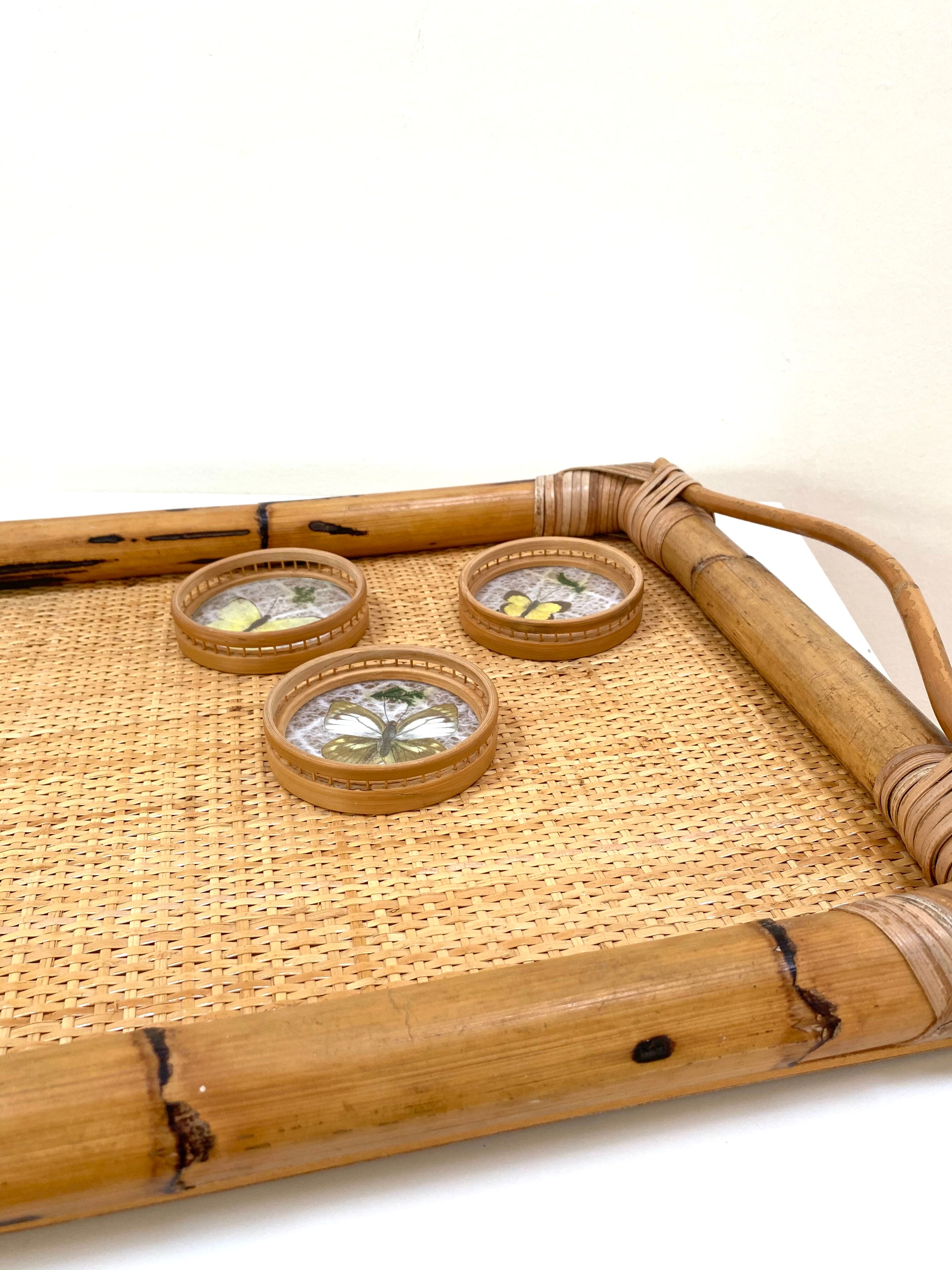 Vintage bamboo and braided rattan top
