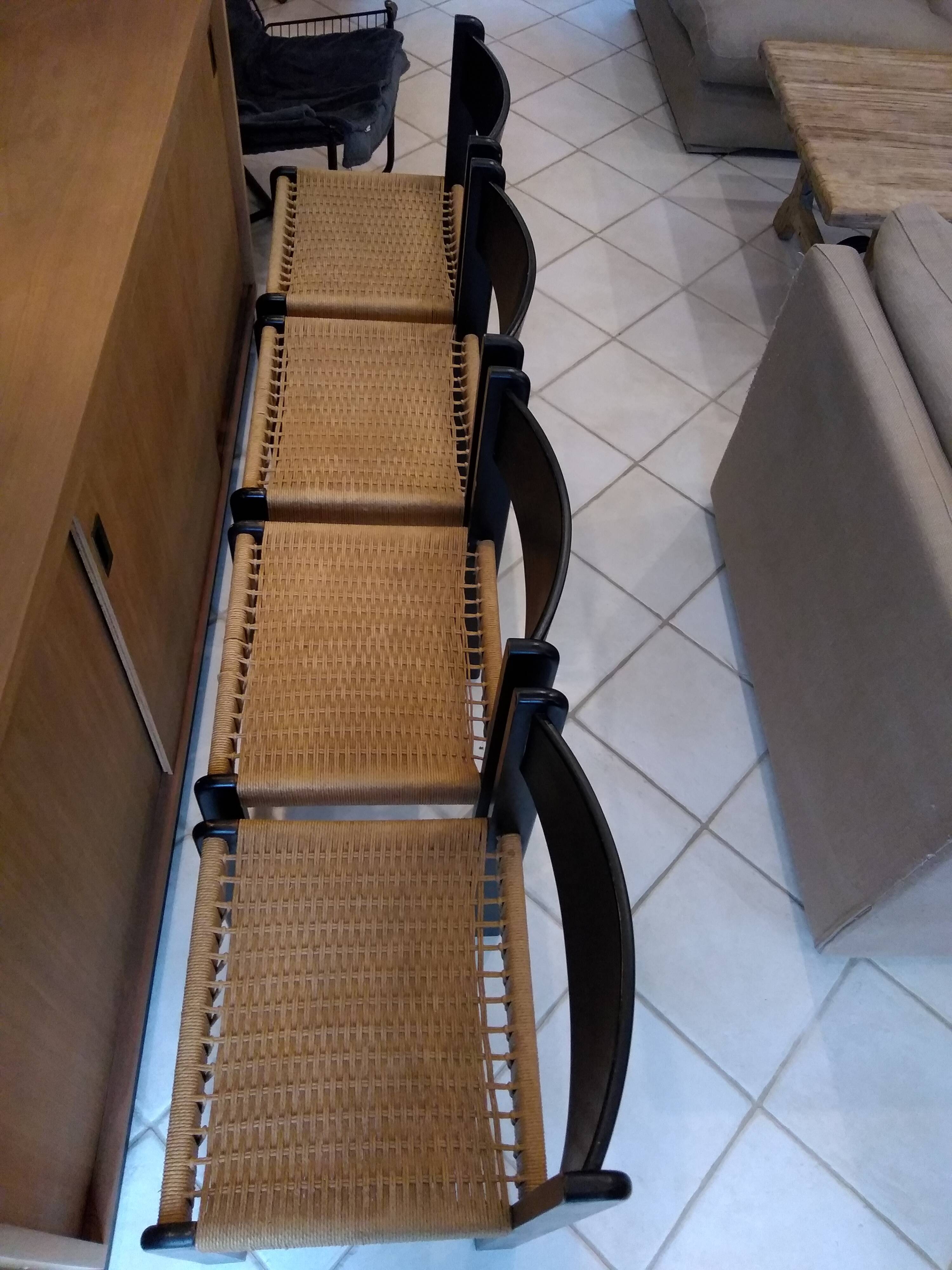 Set of 4 Scandinavian rope chairs