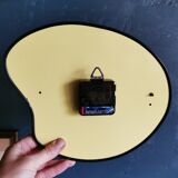 Vintage formica clock silent wall clock asymmetrical 60s "Yellow black"