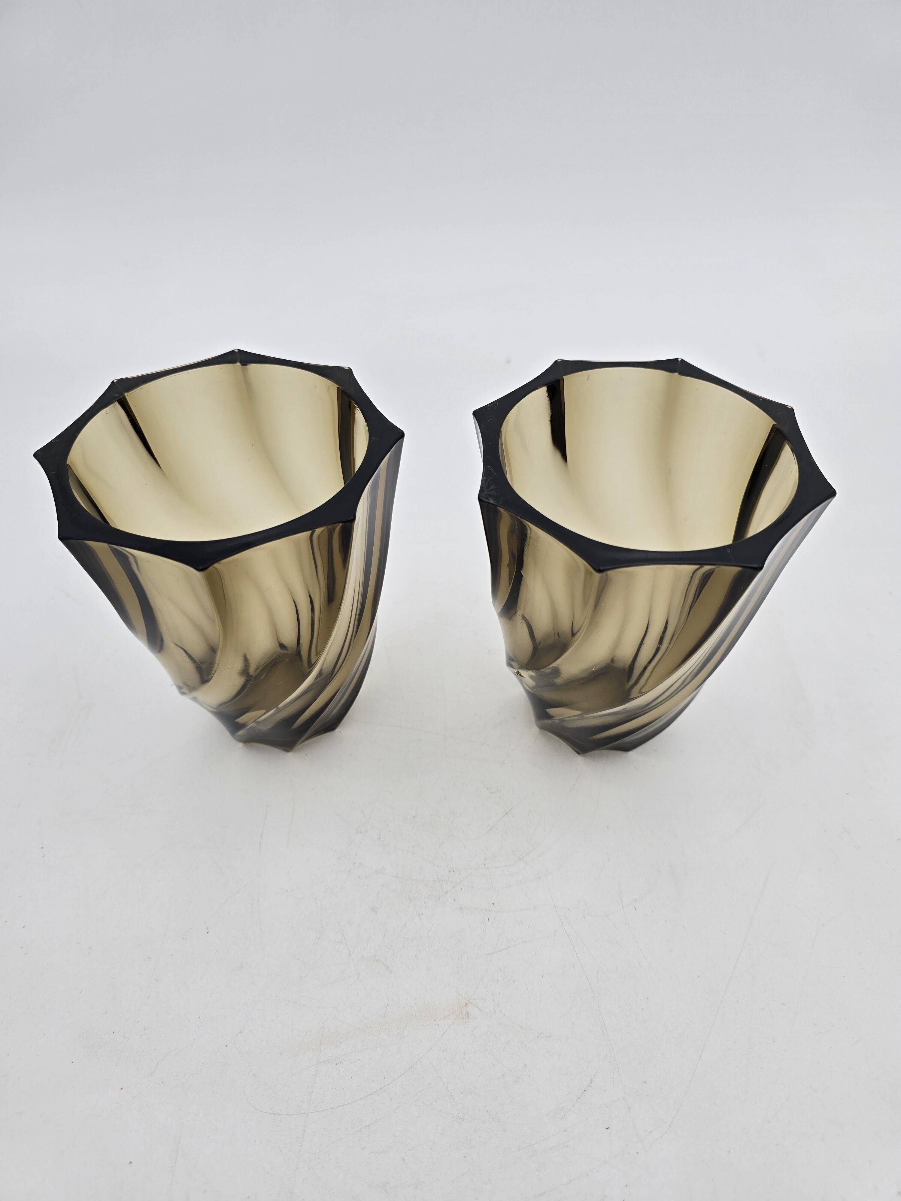 Pair of 50's smoked glass vases