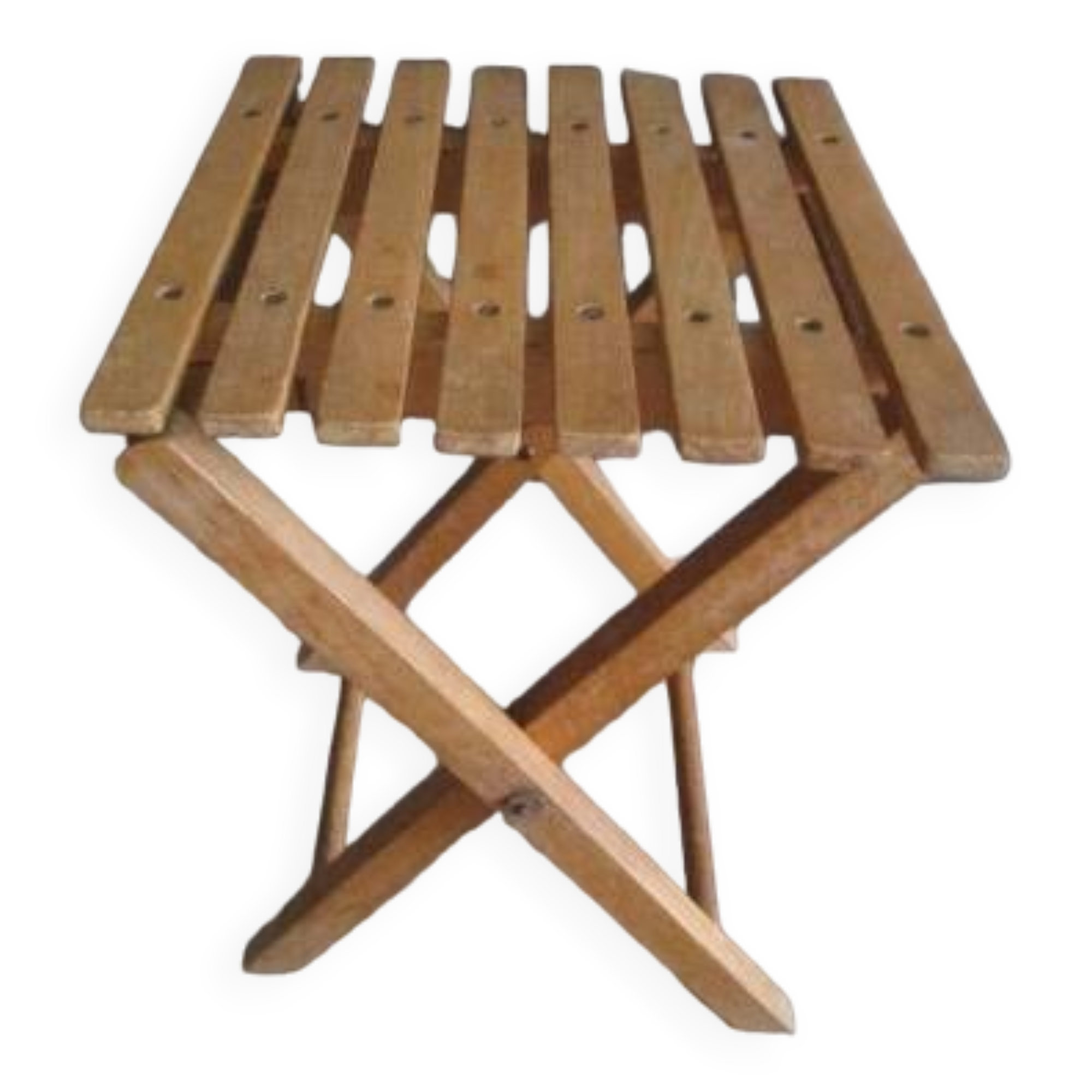 Tabouret Pliant Bois D'Eucalyptus Spetebo - 37cm - Pour Jardin, Balcon, Décoration Fleurs