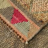 Sand Beige & Pink Turkish Vintage Runner Rug, 80x413Cm