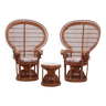 Paire de fauteuils Emmanuelle avec table d'appoint en rotin, Maison Kok