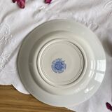 6 antique blue ceramic dessert plates with flowers and gilding from Saint Amand Hamage.