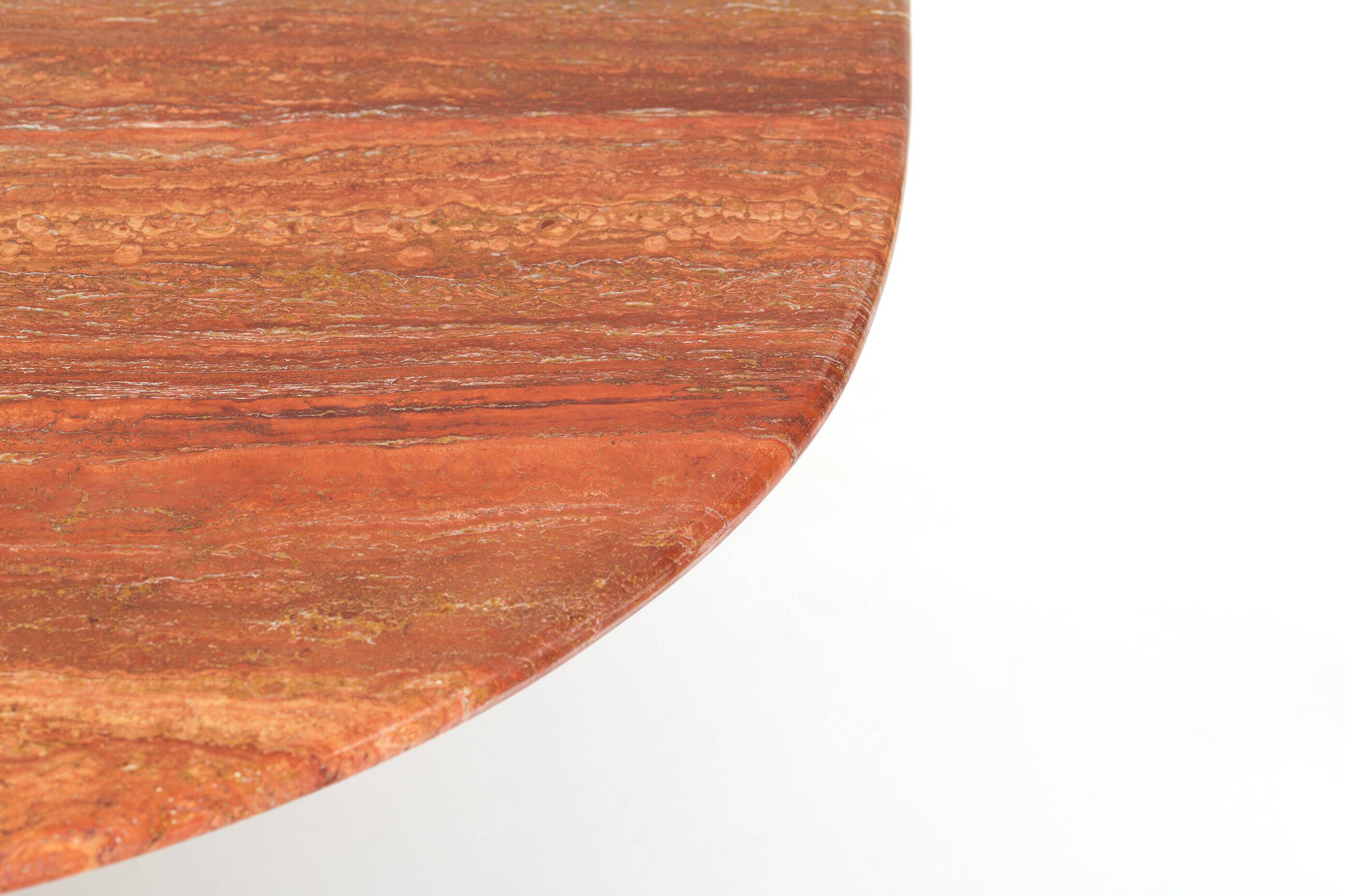 Dining table 'Tobia' in red travertine