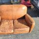 Club sofa 2 places in leather beautiful patina around 1980