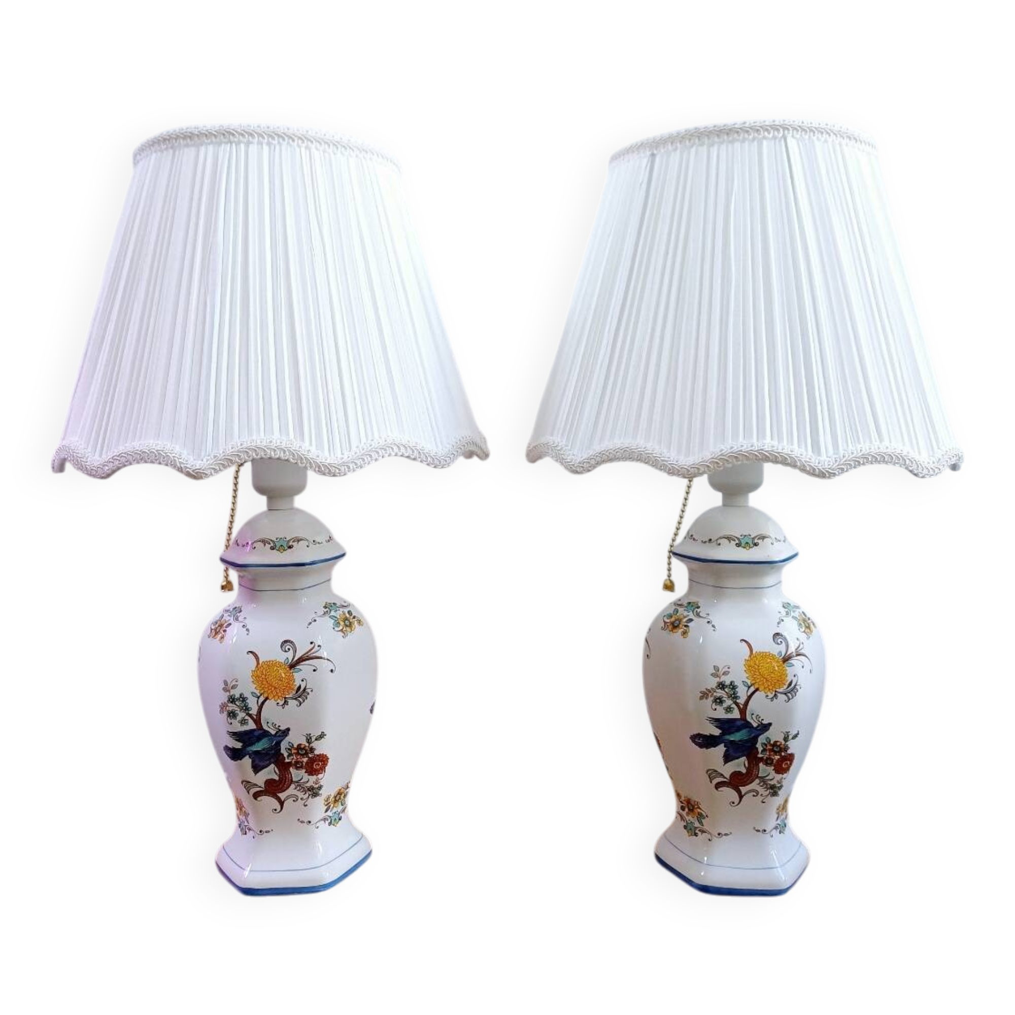Paire de lampes de table en porcelaine Véritable Revol France