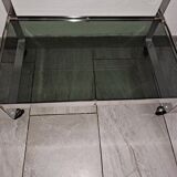 Mid Century Italian steel & Smoked Glass Serving Trolley