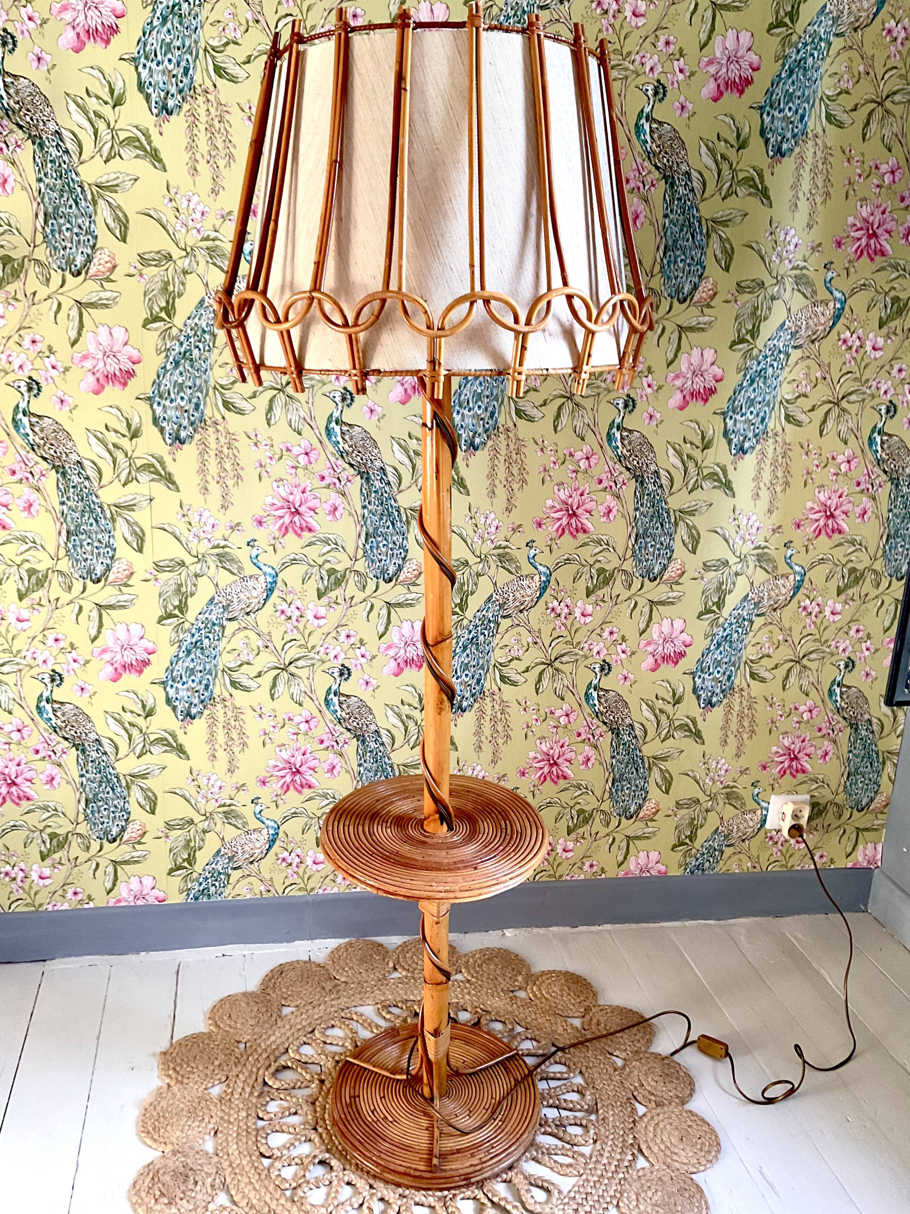 Vintage rattan floor lamp