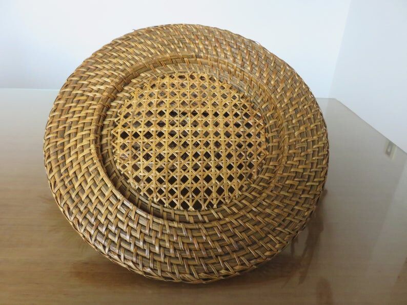 Set of 6 under plates in rattan and canning