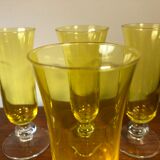 Large transparent yellow champagne flutes