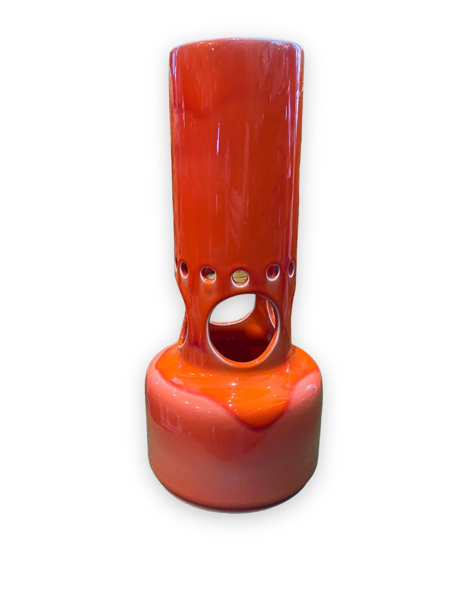 Vase ceramic glazed glazed orange, Pottery Of The Marais