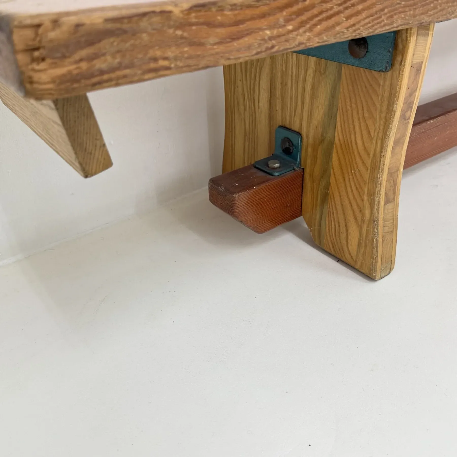 Vintage solid wooden school bench, 1970s