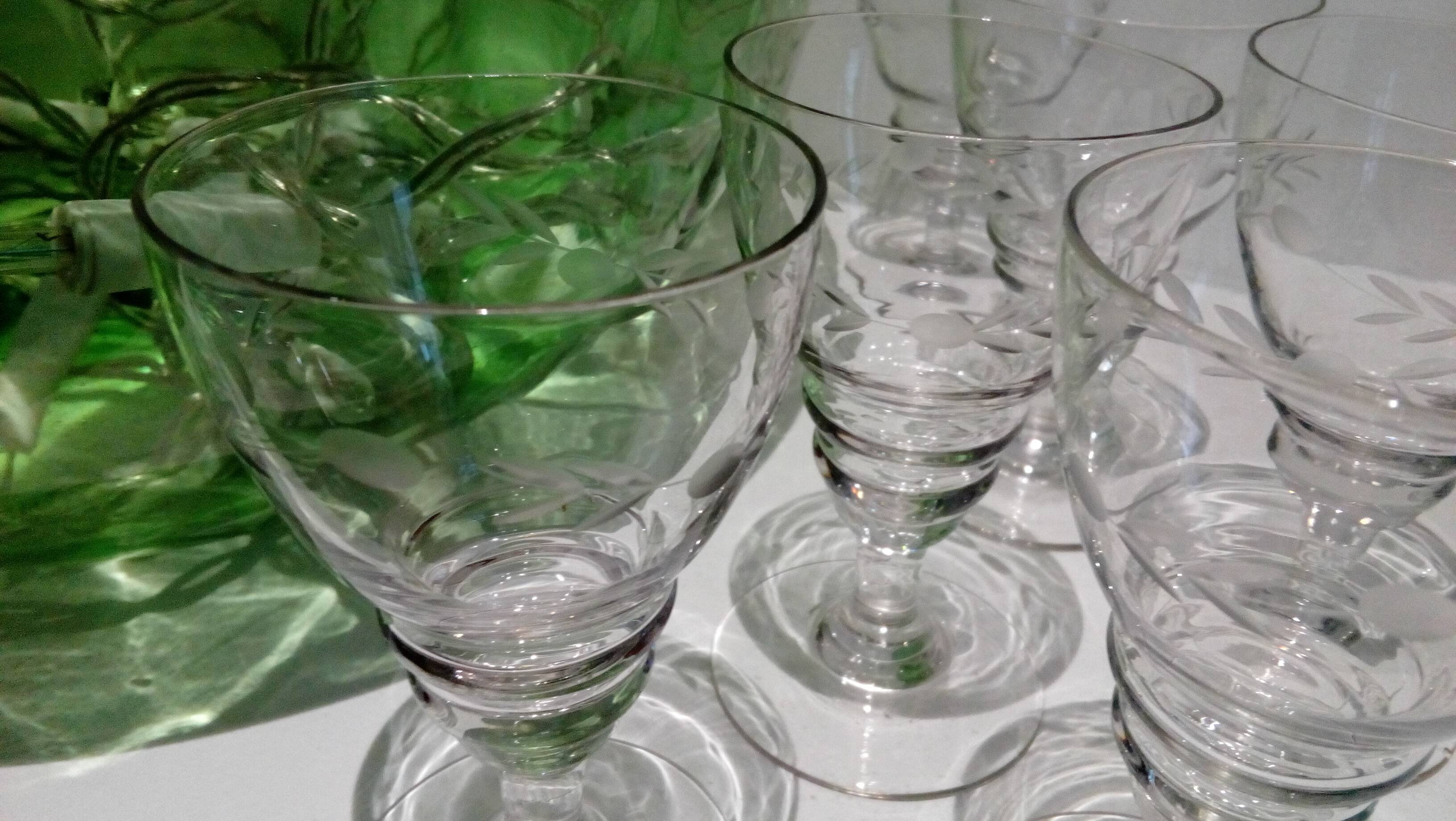Set of 6 bistro glasses in cut glass