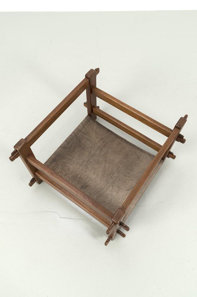 Brutalist Coffee Table with Magazine Holder