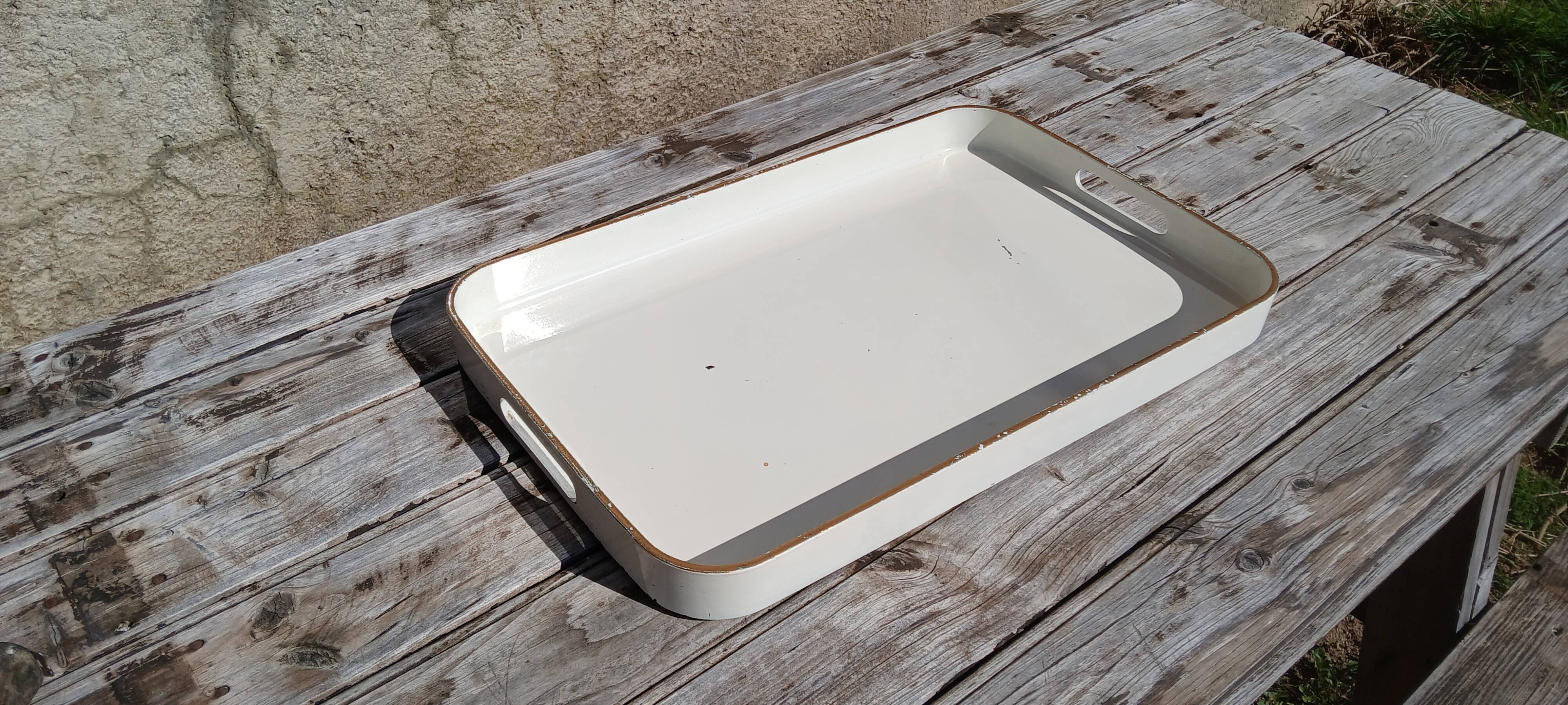 large rectangular tray with handles