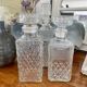 Set of 3 bottle vintage molded glass whiskey decanter