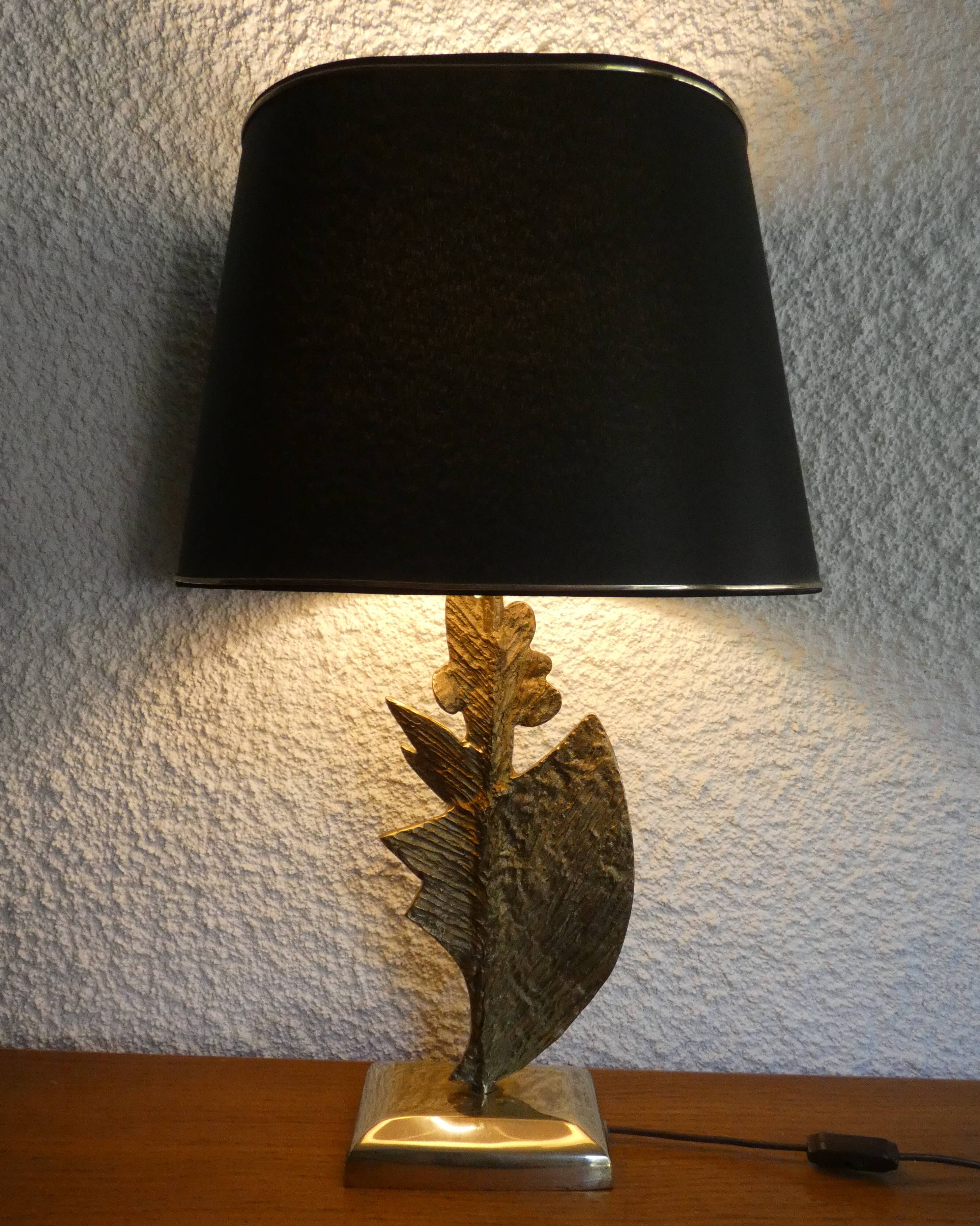 Brutalist bronze lamp signed 1970