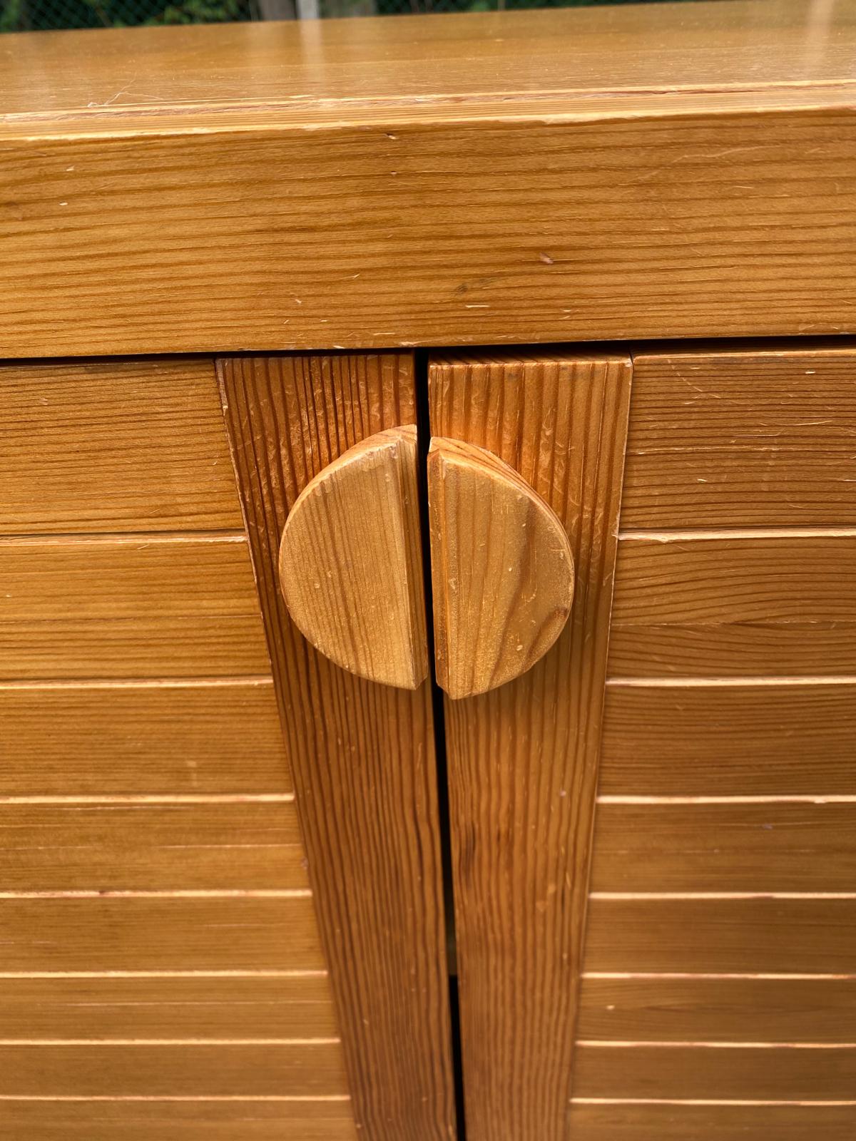 1970s wooden low storage chest.