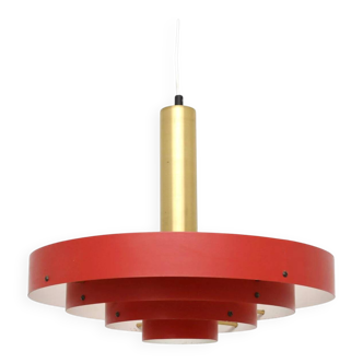 Red Scandinavian lamp, Denmark 1960s