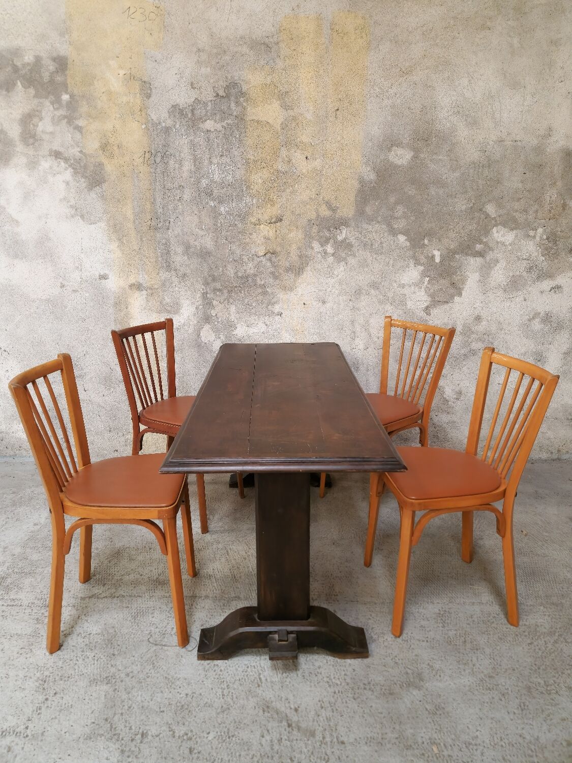 Massive wooden refectory table 1950