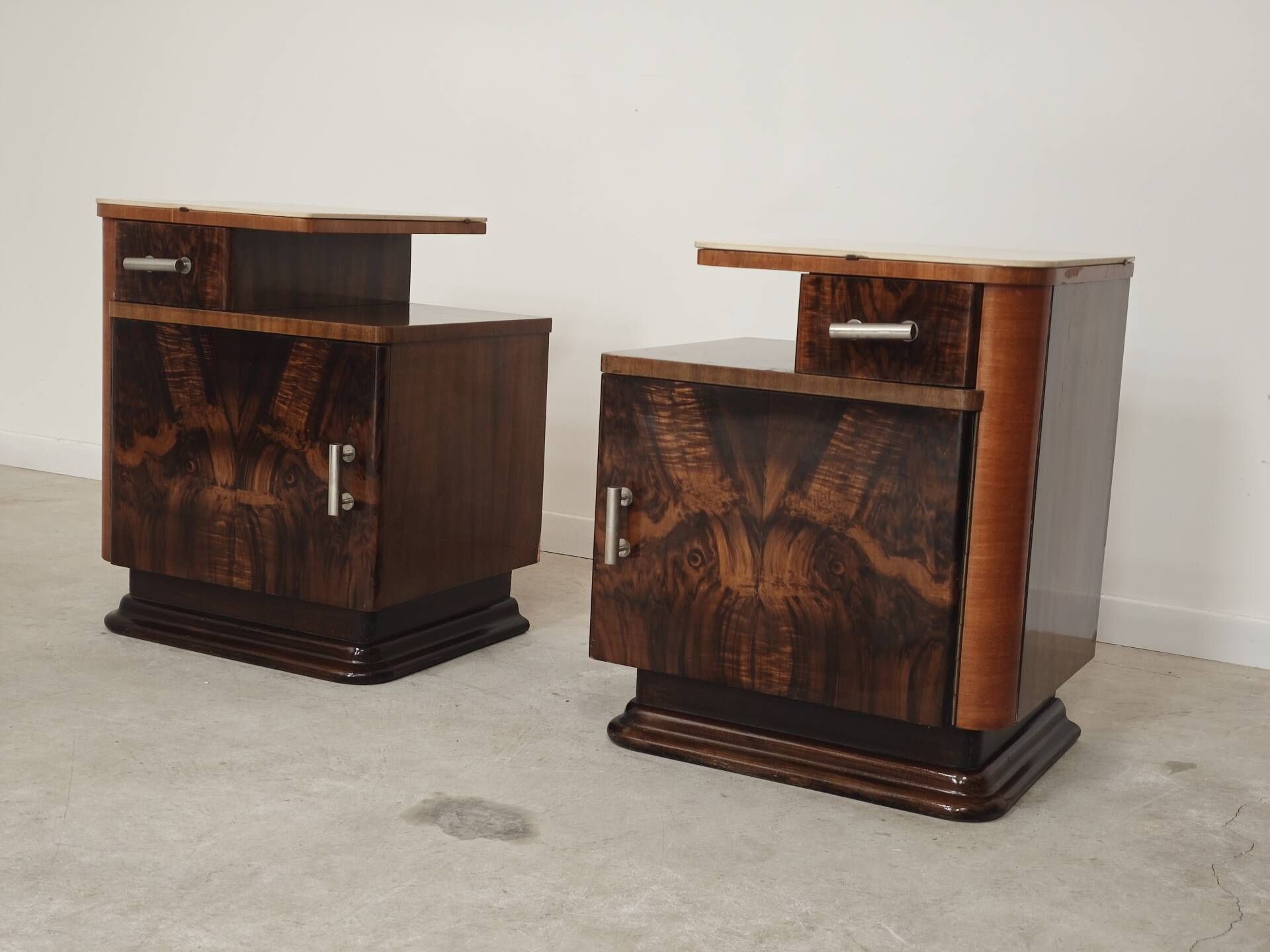 Pair of bedside tables by Jindrich Halabala for Up Zavody art deco 1950