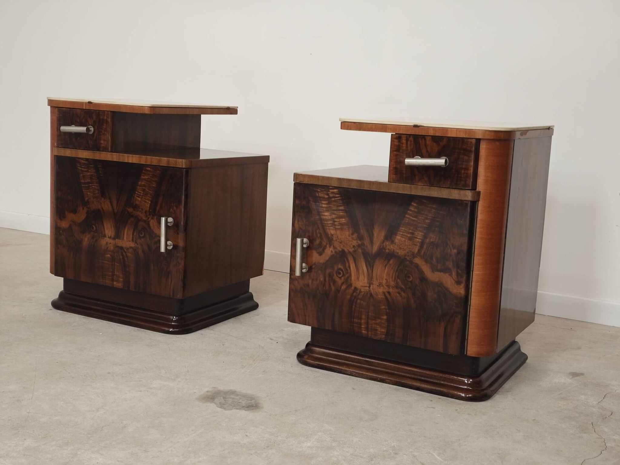 Pair of bedside tables by Jindrich Halabala for Up Zavody art deco 1950