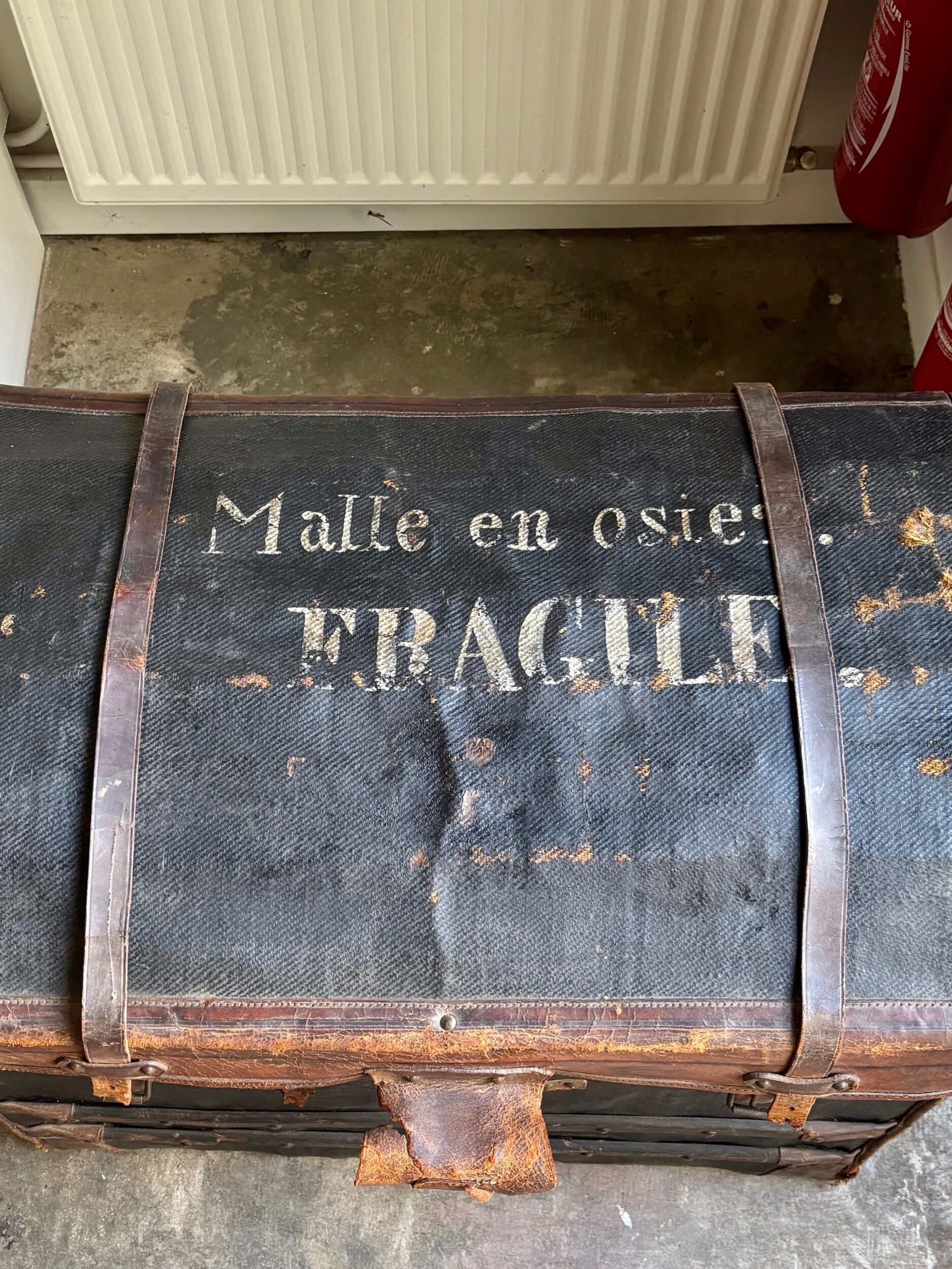Wicker bag Gaigneur, coated canvas and leather marked JG