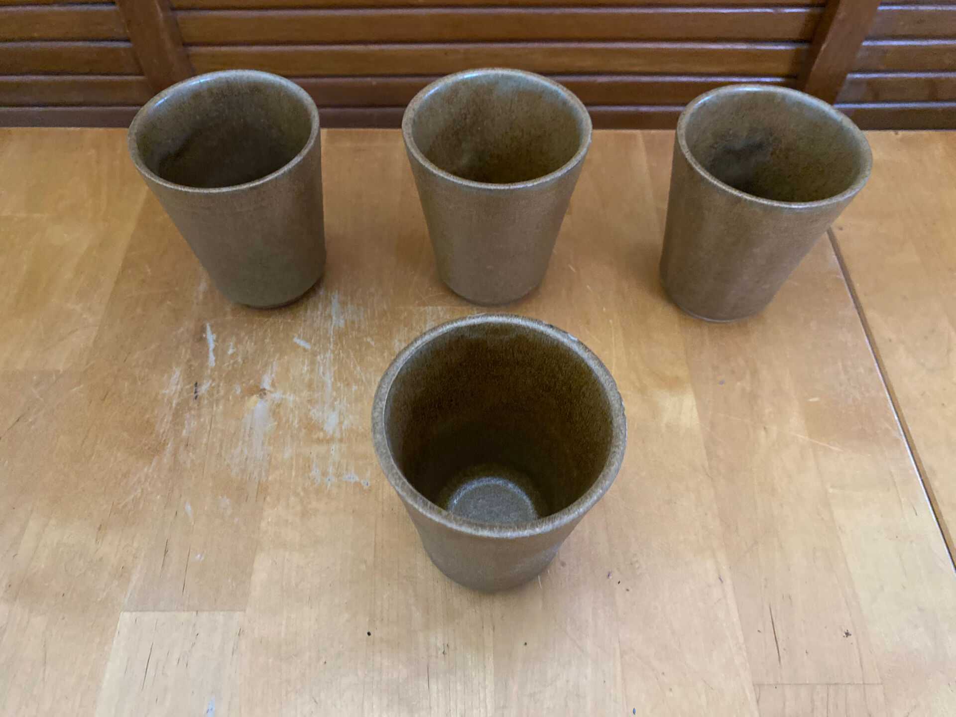 Série de 4 tasses gobelets digoin grès beige made in france vintage #e