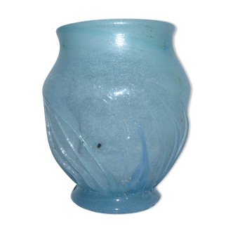 blue blown glass vase.