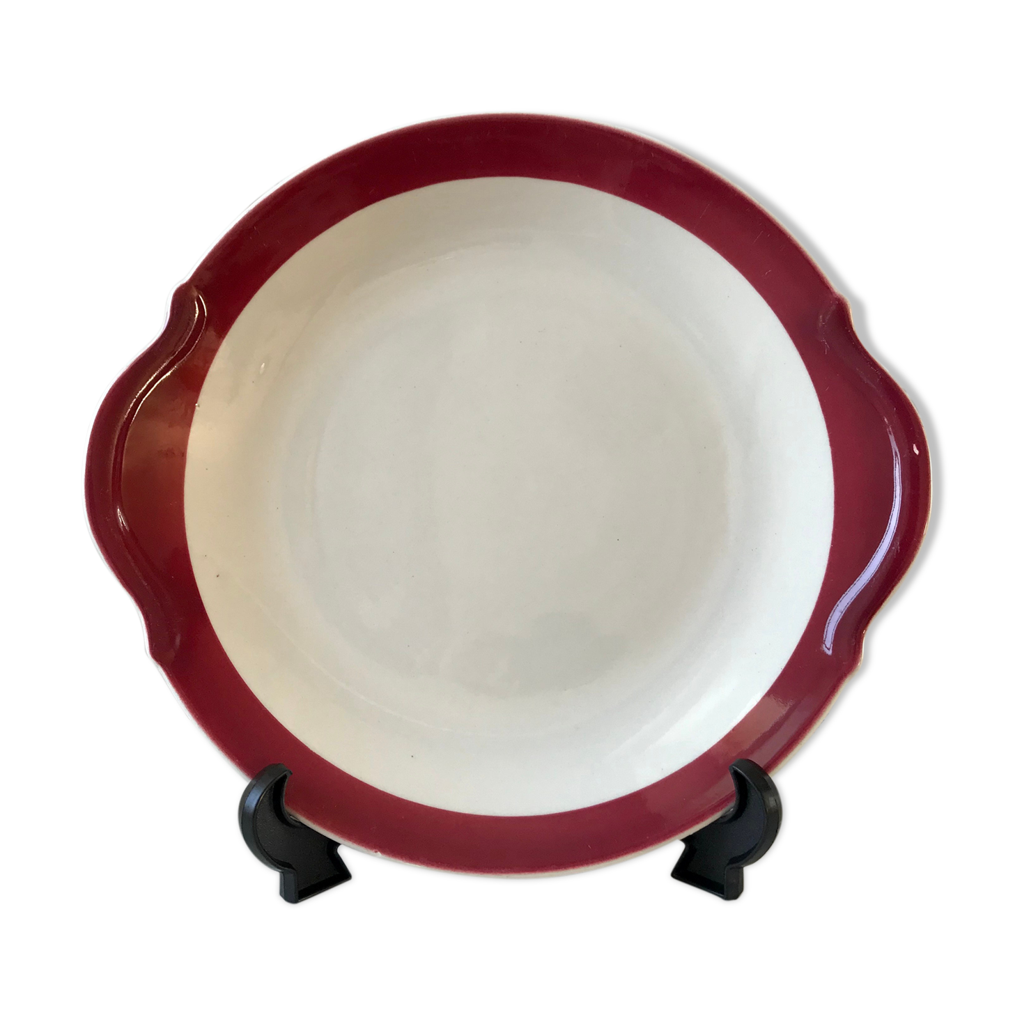 Cake dish / pie Badonviller burgundy 50s