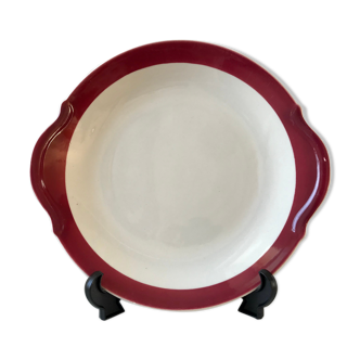 Cake dish / pie Badonviller burgundy 50s