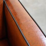 Set of 2 beautiful cognac-colored sheepskin Art Deco armchairs