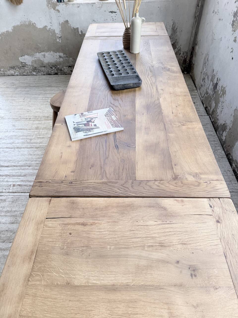 Solid oak farmhouse table with extensions (190-280cm) 1950