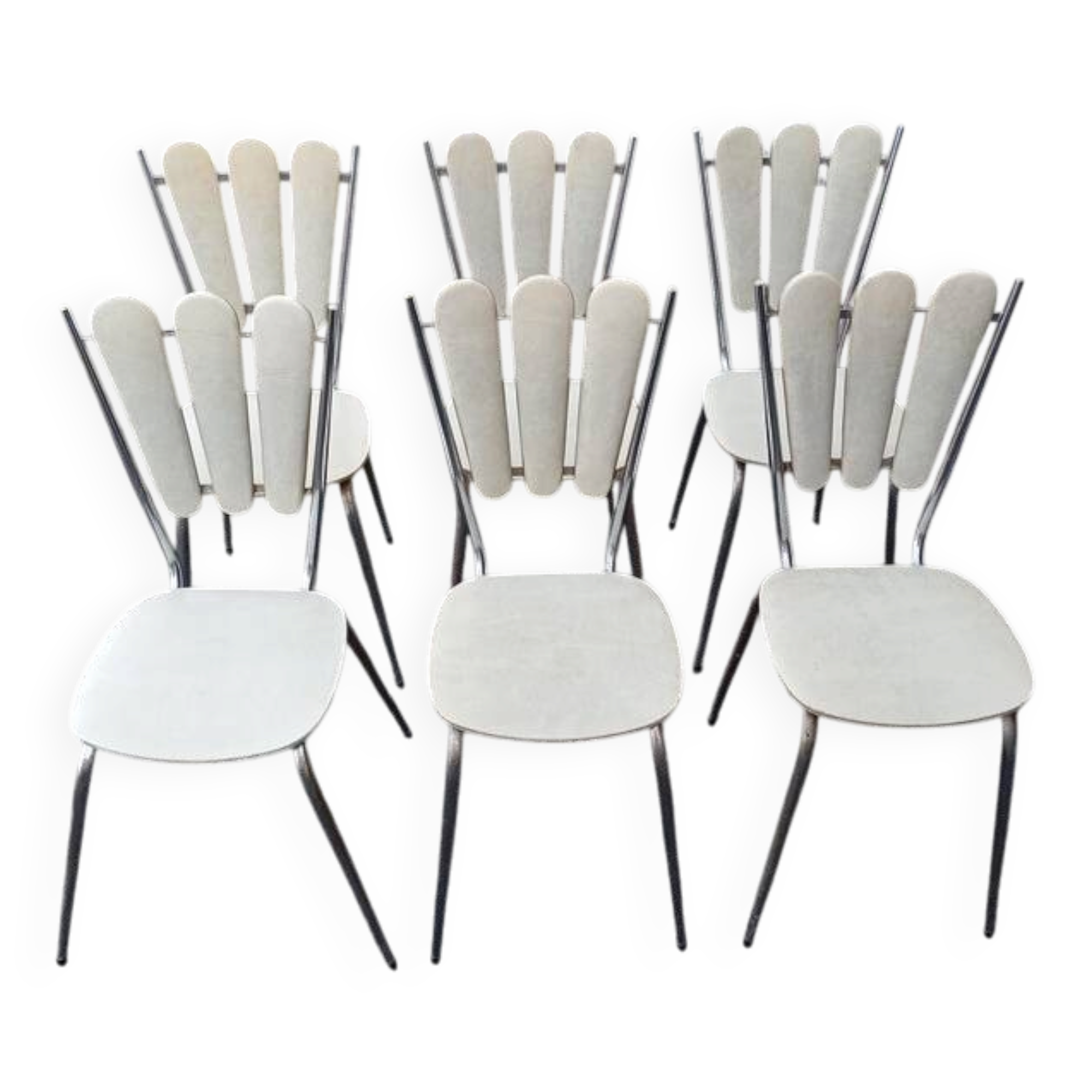 Set of six "Peacock Style" dining chairs.