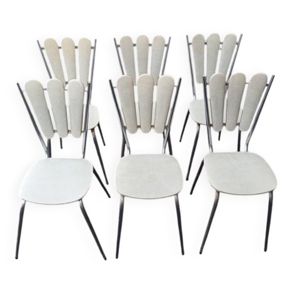 Ensemble de six chaises de salle à manger ''Style Paon