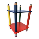 1980s side table with crayons, attributed to Pierre Sala.