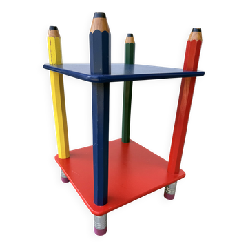 1980s side table with crayons, attributed to Pierre Sala.