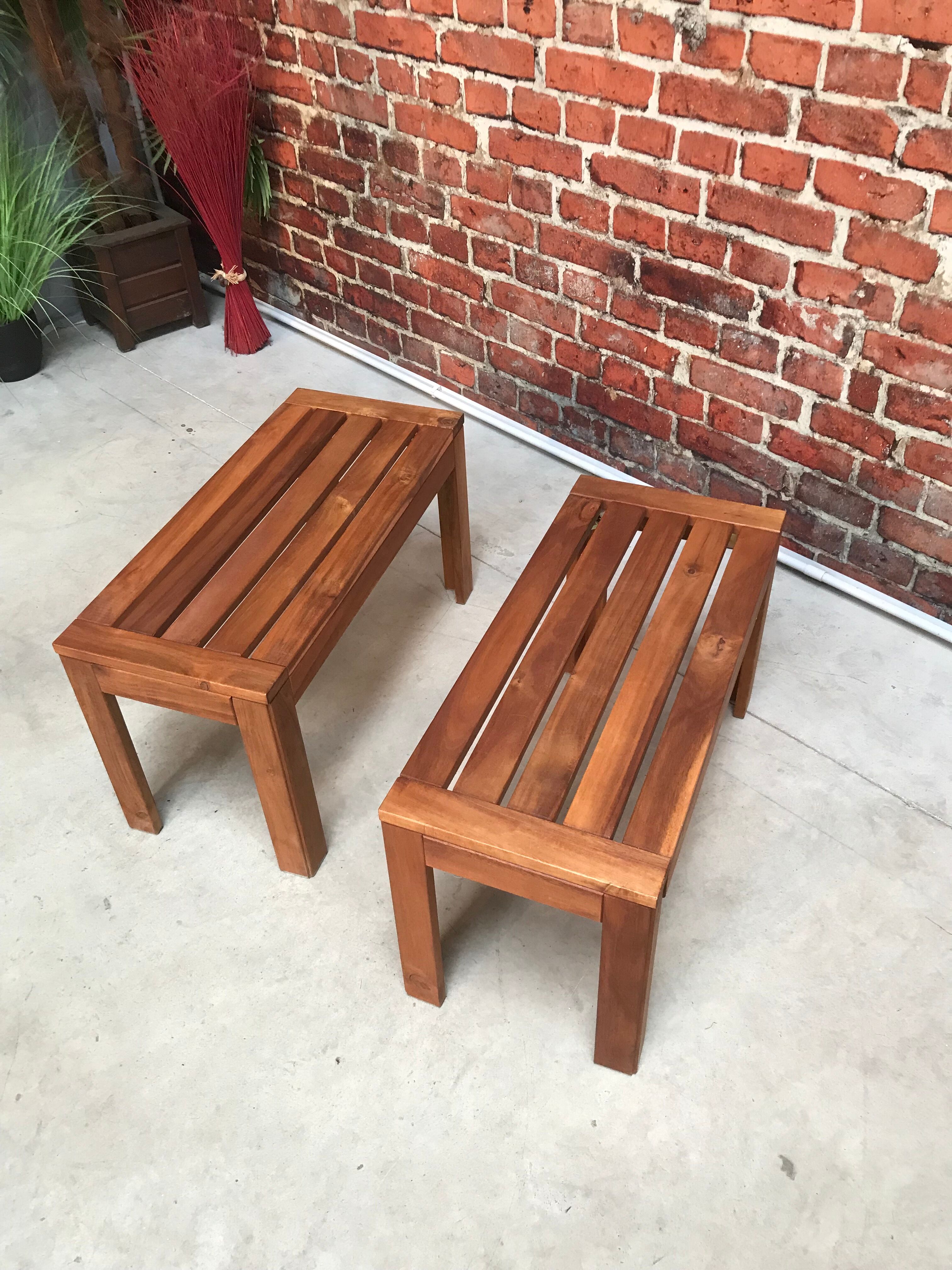 Pair of teak benches