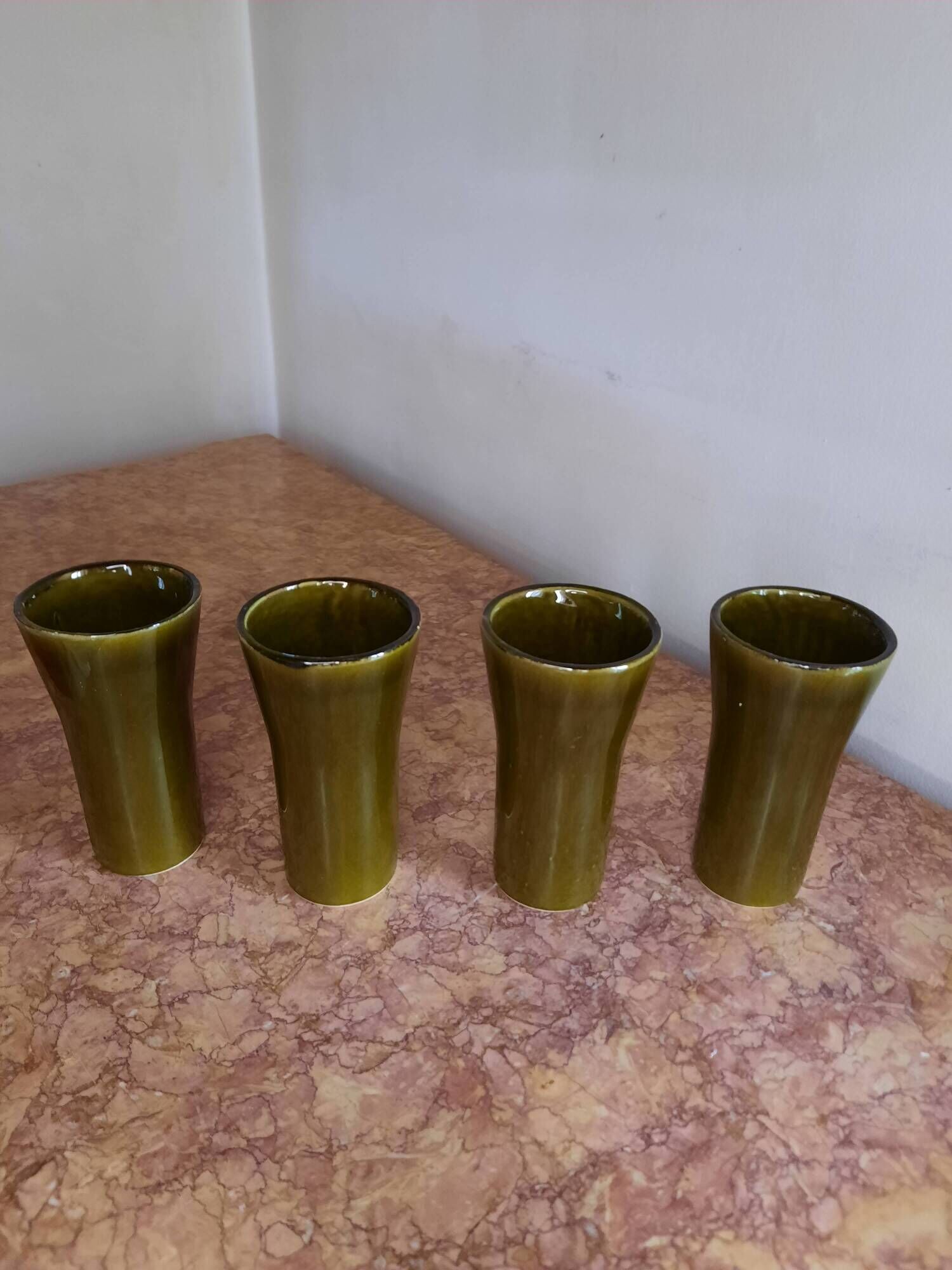 Vallauris model Vallauris orange cups Claude Paci set of 4