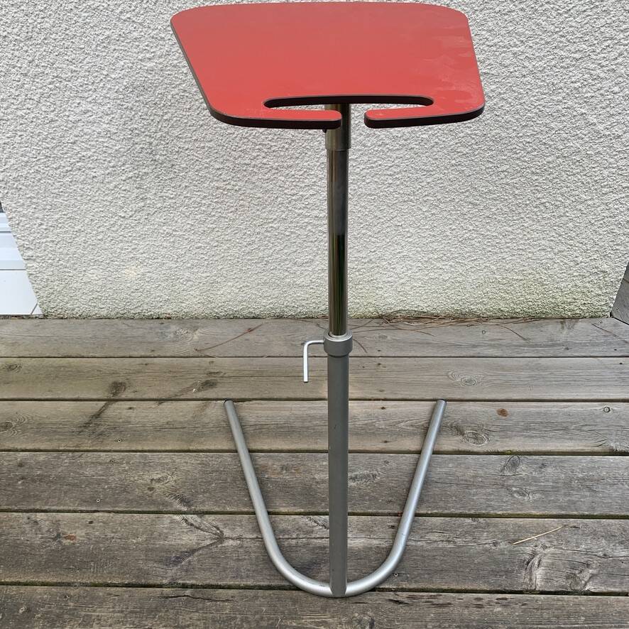 Small Red Laminate Side Table - Vintage 1980