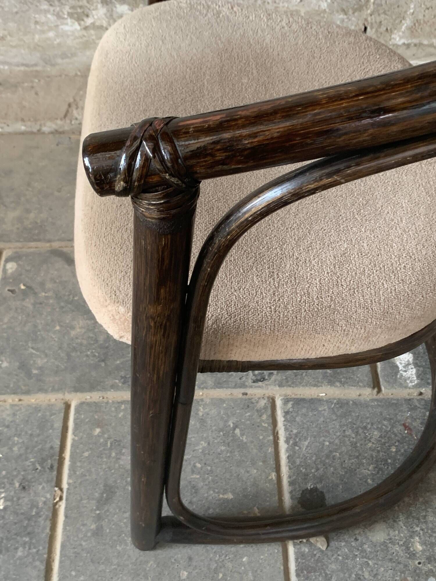 Set of 4 midcentury bentwood bamboo Dutch dining chairs, Rohe Noordwolde 19